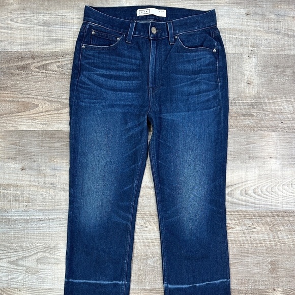 AYR Women's Size 29x28" The Aloe Orchids/Dark Wash Straight Leg Frayed Hem Jeans - Picture 6 of 14